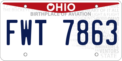 OH license plate FWT7863