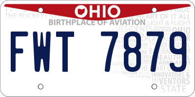 OH license plate FWT7879