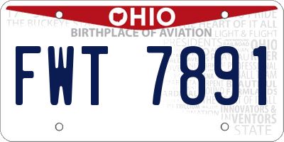 OH license plate FWT7891