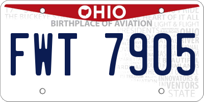 OH license plate FWT7905