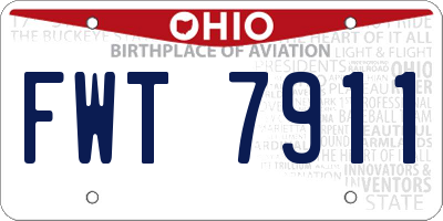 OH license plate FWT7911