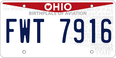 OH license plate FWT7916