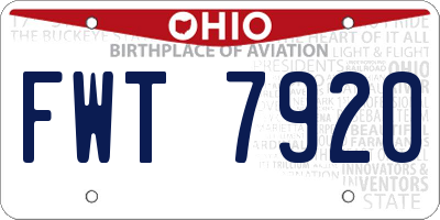 OH license plate FWT7920