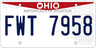 OH license plate FWT7958