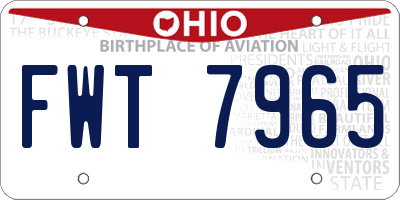 OH license plate FWT7965