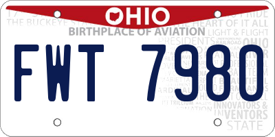 OH license plate FWT7980