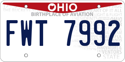 OH license plate FWT7992