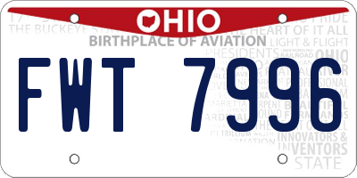 OH license plate FWT7996