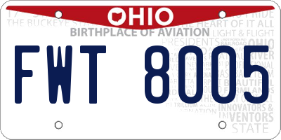 OH license plate FWT8005