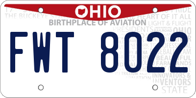 OH license plate FWT8022