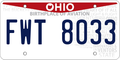 OH license plate FWT8033