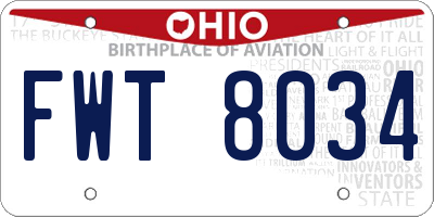 OH license plate FWT8034