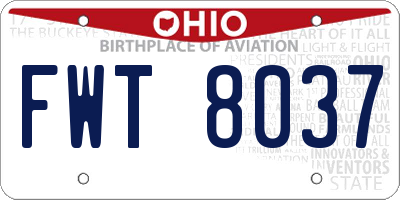 OH license plate FWT8037