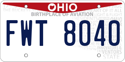 OH license plate FWT8040
