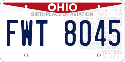 OH license plate FWT8045