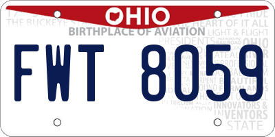 OH license plate FWT8059
