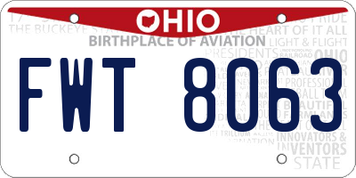 OH license plate FWT8063