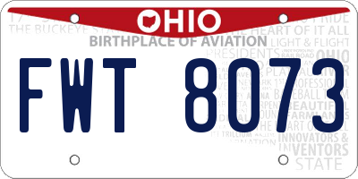 OH license plate FWT8073