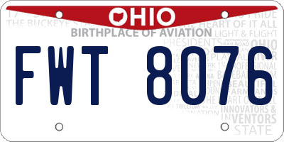 OH license plate FWT8076