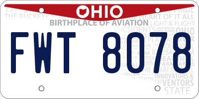 OH license plate FWT8078