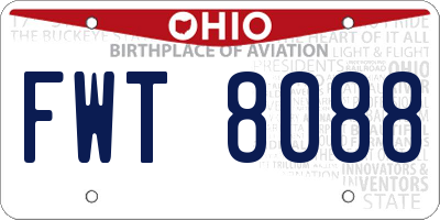OH license plate FWT8088