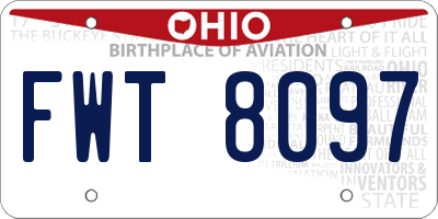 OH license plate FWT8097