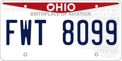 OH license plate FWT8099