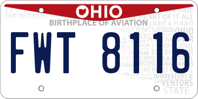 OH license plate FWT8116