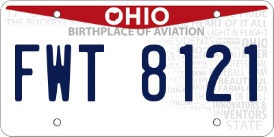 OH license plate FWT8121