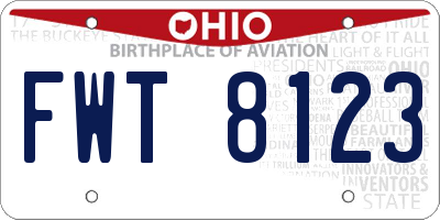 OH license plate FWT8123