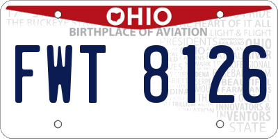 OH license plate FWT8126