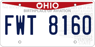 OH license plate FWT8160