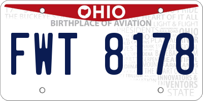 OH license plate FWT8178