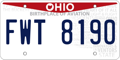 OH license plate FWT8190