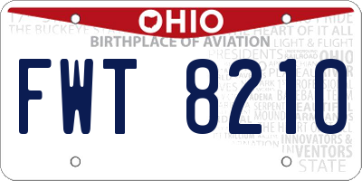 OH license plate FWT8210