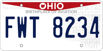OH license plate FWT8234