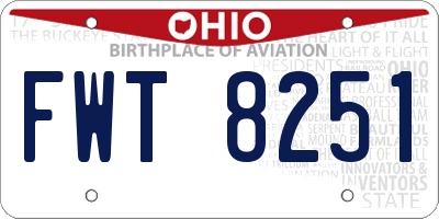 OH license plate FWT8251