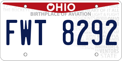 OH license plate FWT8292