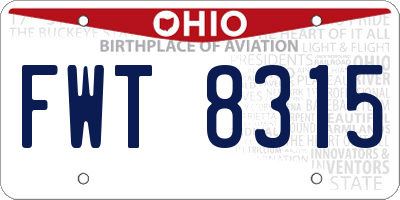 OH license plate FWT8315