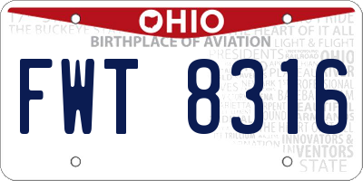 OH license plate FWT8316