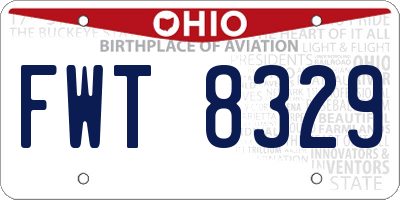 OH license plate FWT8329