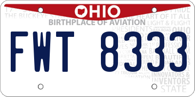 OH license plate FWT8333