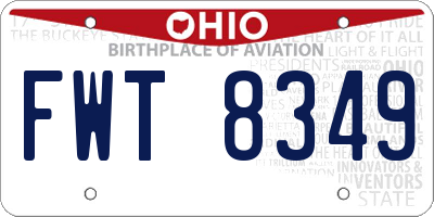 OH license plate FWT8349