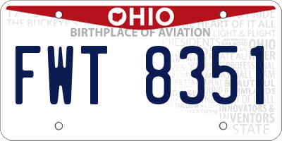 OH license plate FWT8351