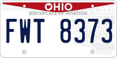 OH license plate FWT8373