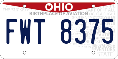 OH license plate FWT8375