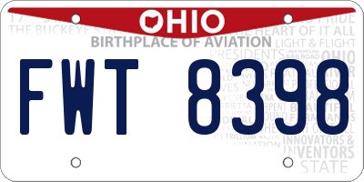 OH license plate FWT8398