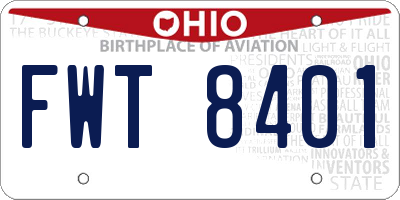 OH license plate FWT8401