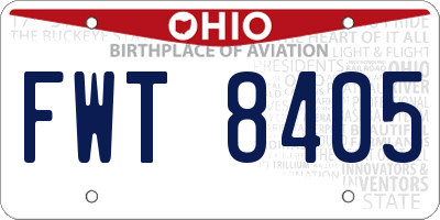 OH license plate FWT8405