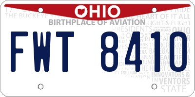 OH license plate FWT8410